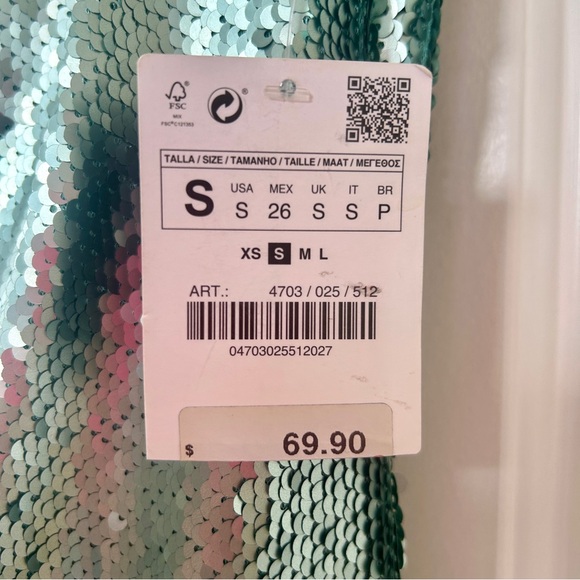 NWT Zara Blue Sequin Back Cutout Bodycon Dress — Small - Picture 4 of 5